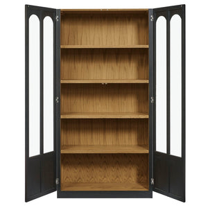 Modway Furniture Anwen Solid Wood and Glass Display Cabinet - Timeless Elegance for Stylish Home Storage Solutions Black Oak EEI-7484-BLK-OAK