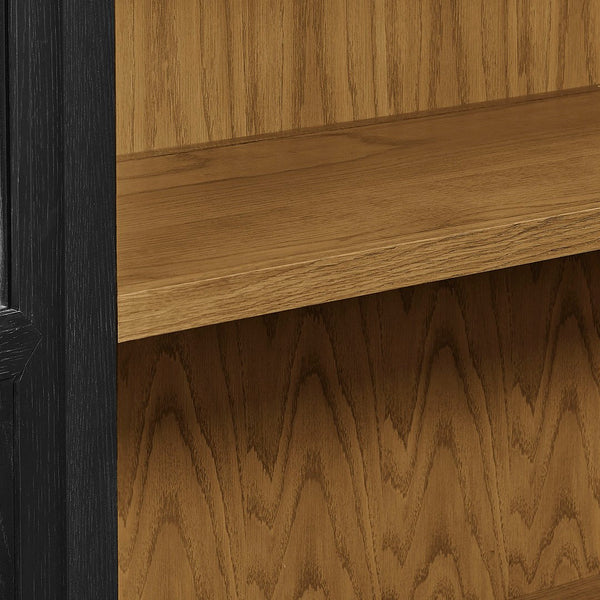 Modway Furniture Anwen Solid Wood and Glass Display Cabinet - Timeless Elegance for Stylish Home Storage Solutions Black Oak EEI-7484-BLK-OAK
