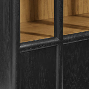 Modway Furniture Anwen Solid Wood and Glass Display Cabinet - Timeless Elegance for Stylish Home Storage Solutions Black Oak EEI-7484-BLK-OAK