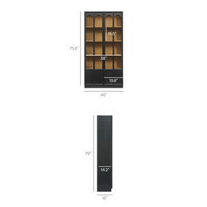 Modway Furniture Anwen Solid Wood and Glass Display Cabinet - Timeless Elegance for Stylish Home Storage Solutions Black Oak EEI-7484-BLK-OAK