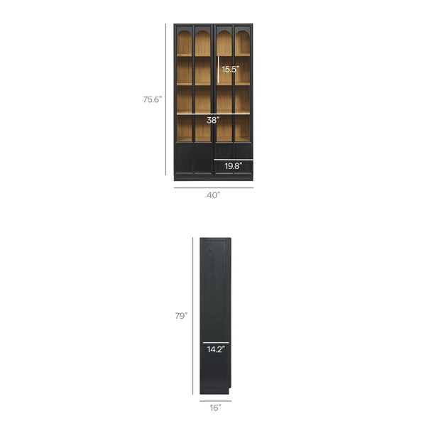 Modway Furniture Anwen Solid Wood and Glass Display Cabinet - Timeless Elegance for Stylish Home Storage Solutions Black Oak EEI-7484-BLK-OAK