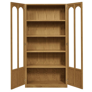 Modway Furniture Anwen Solid Wood and Glass Display Cabinet - Timeless Elegance for Stylish Home Storage Solutions Oak EEI-7484-OAK