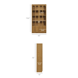 Modway Furniture Anwen Solid Wood and Glass Display Cabinet - Timeless Elegance for Stylish Home Storage Solutions Oak EEI-7484-OAK