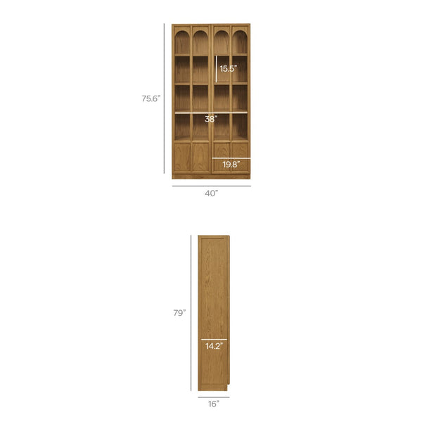 Modway Furniture Anwen Solid Wood and Glass Display Cabinet - Timeless Elegance for Stylish Home Storage Solutions Oak EEI-7484-OAK