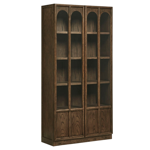 Modway Furniture Anwen Solid Wood and Glass Display Cabinet - Timeless Elegance for Stylish Home Storage Solutions Walnut EEI-7484-WAL
