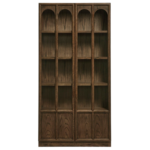 Modway Furniture Anwen Solid Wood and Glass Display Cabinet - Timeless Elegance for Stylish Home Storage Solutions Walnut EEI-7484-WAL
