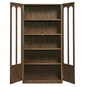 Modway Furniture Anwen Solid Wood and Glass Display Cabinet - Timeless Elegance for Stylish Home Storage Solutions Walnut EEI-7484-WAL