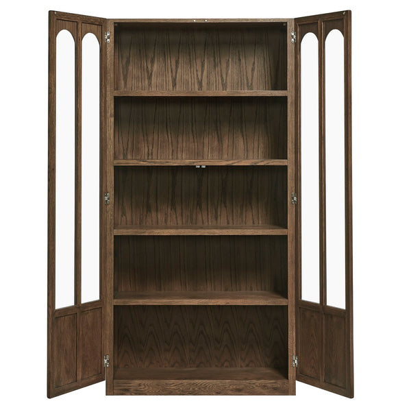 Modway Furniture Anwen Solid Wood and Glass Display Cabinet - Timeless Elegance for Stylish Home Storage Solutions Walnut EEI-7484-WAL