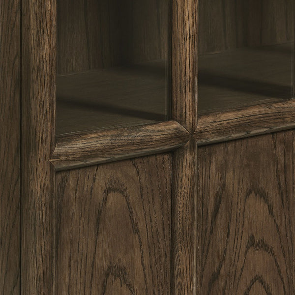 Modway Furniture Anwen Solid Wood and Glass Display Cabinet - Timeless Elegance for Stylish Home Storage Solutions Walnut EEI-7484-WAL