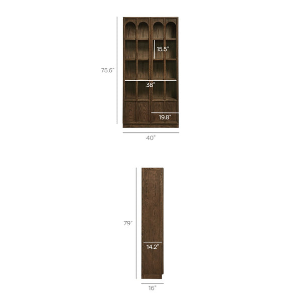 Modway Furniture Anwen Solid Wood and Glass Display Cabinet - Timeless Elegance for Stylish Home Storage Solutions Walnut EEI-7484-WAL