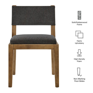 Modway Furniture Calder Fabric Upholstered Wood Armless Dining Chair - Scandinavian Design for Modern Spaces Dark Gray EEI-7485-HDG