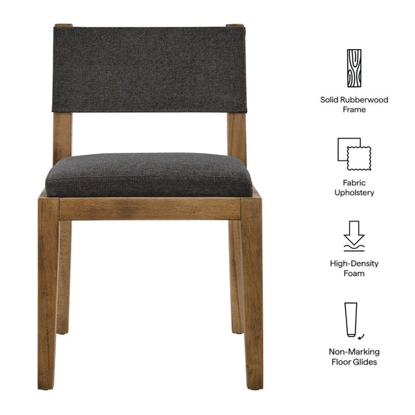 Modway Furniture Calder Fabric Upholstered Wood Armless Dining Chair - Scandinavian Design for Modern Spaces Dark Gray EEI-7485-HDG
