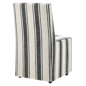Modway Furniture Tessera Striped Slipcovered Dining Side Chair - Elegant Comfort with Removable Linen Cover and Casters Black Stripe EEI-7486-BLK