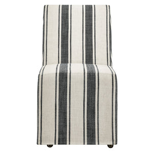 Modway Furniture Tessera Striped Slipcovered Dining Side Chair - Elegant Comfort with Removable Linen Cover and Casters Black Stripe EEI-7486-BLK