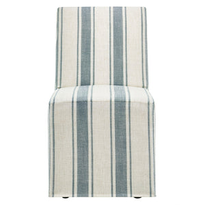 Modway Furniture Tessera Striped Slipcovered Dining Side Chair - Elegant Comfort with Removable Linen Cover and Casters Blue Stripe EEI-7486-BLU