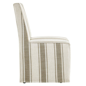 Modway Furniture Tessera Striped Slipcovered Dining Side Chair - Elegant Comfort with Removable Linen Cover and Casters Tan Stripe EEI-7486-TAN