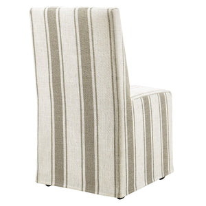 Modway Furniture Tessera Striped Slipcovered Dining Side Chair - Elegant Comfort with Removable Linen Cover and Casters Tan Stripe EEI-7486-TAN