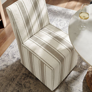 Modway Furniture Tessera Striped Slipcovered Dining Side Chair - Elegant Comfort with Removable Linen Cover and Casters Tan Stripe EEI-7486-TAN