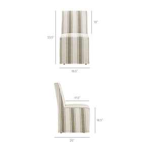 Modway Furniture Tessera Striped Slipcovered Dining Side Chair - Elegant Comfort with Removable Linen Cover and Casters Tan Stripe EEI-7486-TAN