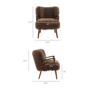 Modway Furniture Zerra Faux Shearling Accent Armchair - Mid-Century Modern Comfort with Sculptural Design & Support Brown EEI-7487-BRN