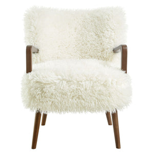 Modway Furniture Zerra Faux Shearling Accent Armchair - Mid-Century Modern Comfort with Sculptural Design & Support White EEI-7487-WHI
