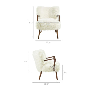Modway Furniture Zerra Faux Shearling Accent Armchair - Mid-Century Modern Comfort with Sculptural Design & Support White EEI-7487-WHI