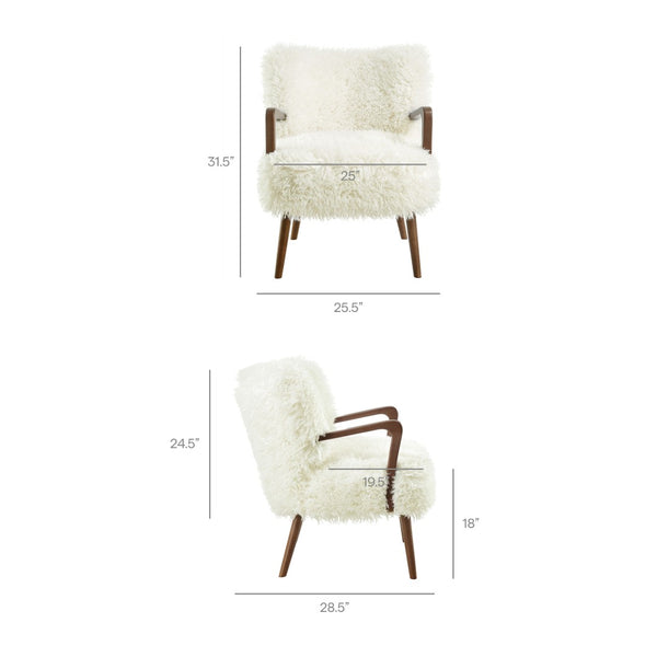 Modway Furniture Zerra Faux Shearling Accent Armchair - Mid-Century Modern Comfort with Sculptural Design & Support White EEI-7487-WHI