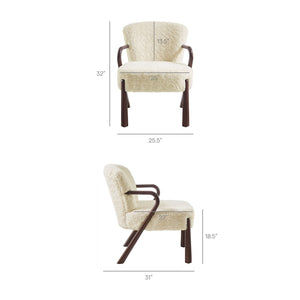 Modway Furniture Arden Faux Shearling Accent Armchair – Mid-Century Modern Comfort with Sculptural Wood Arms Ecru EEI-7488-ECR