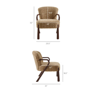 Modway Furniture Arden Faux Shearling Accent Armchair – Mid-Century Modern Comfort with Sculptural Wood Arms Sand EEI-7488-SAN