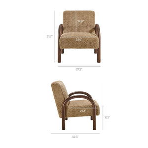 Modway Furniture Lunet Faux Shearling Accent Armchair - Cozy Modern Lounge Seat with Bold Wood Frame for Comfort Sand EEI-7489-SAN