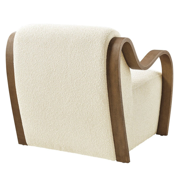 Modway Furniture Atrium Lattice Boucle Accent Armchair by Modway - Sculptural Comfort for Modern Living Spaces Cream EEI-7490-CRE