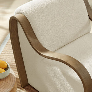 Modway Furniture Atrium Lattice Boucle Accent Armchair by Modway - Sculptural Comfort for Modern Living Spaces Cream EEI-7490-CRE