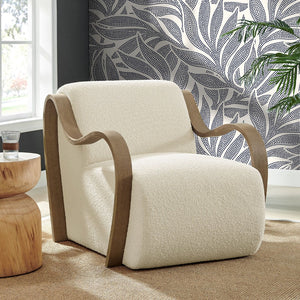 Modway Furniture Atrium Lattice Boucle Accent Armchair by Modway - Sculptural Comfort for Modern Living Spaces Cream EEI-7490-CRE