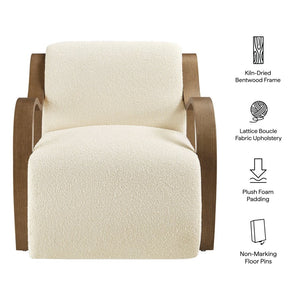 Modway Furniture Atrium Lattice Boucle Accent Armchair by Modway - Sculptural Comfort for Modern Living Spaces Cream EEI-7490-CRE