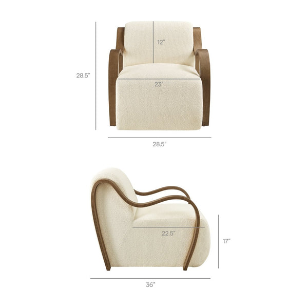 Modway Furniture Atrium Lattice Boucle Accent Armchair by Modway - Sculptural Comfort for Modern Living Spaces Cream EEI-7490-CRE