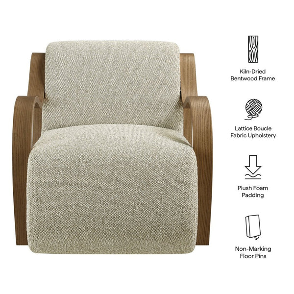 Modway Furniture Atrium Lattice Boucle Accent Armchair by Modway - Sculptural Comfort for Modern Living Spaces Marble EEI-7490-MRB