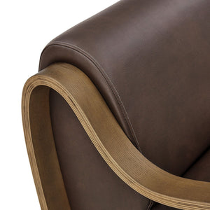 Modway Furniture Atrium Sculptural Vegan Leather Lounge Chair with Kiln Dried Wood Arms Mid Century Espresso EEI-7491-ESP