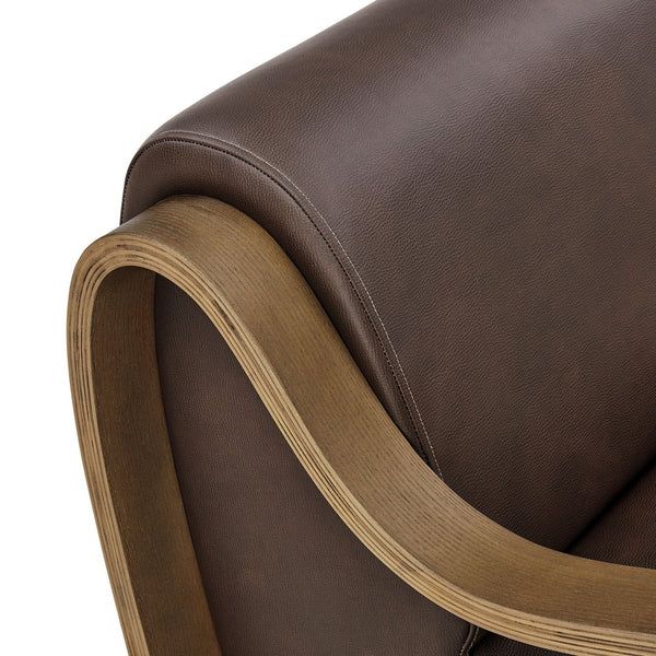 Modway Furniture Atrium Sculptural Vegan Leather Lounge Chair with Kiln Dried Wood Arms Mid Century Espresso EEI-7491-ESP