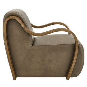Modway Furniture Atrium Sculptural Vegan Leather Lounge Chair with Kiln Dried Wood Arms Mid Century Mushroom EEI-7491-MUS