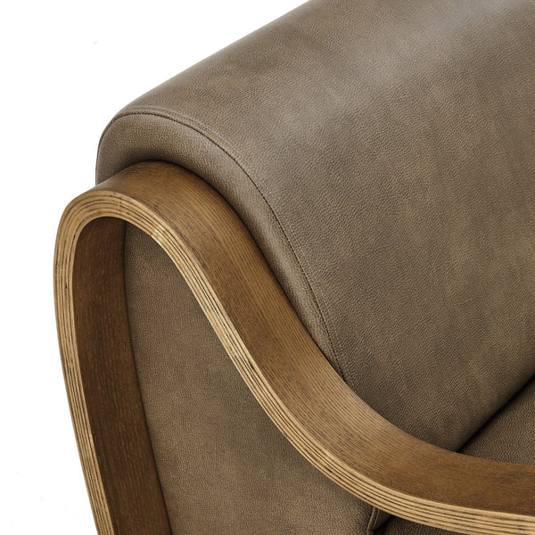 Modway Furniture Atrium Sculptural Vegan Leather Lounge Chair with Kiln Dried Wood Arms Mid Century Mushroom EEI-7491-MUS