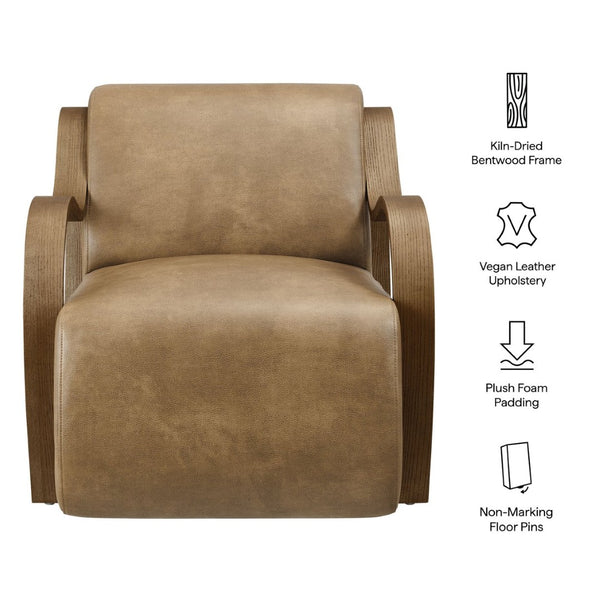Modway Furniture Atrium Vegan Leather Accent Armchair - Mid-Century Style, Plush Comfort for Modern Living Spaces EEI-7491-TST