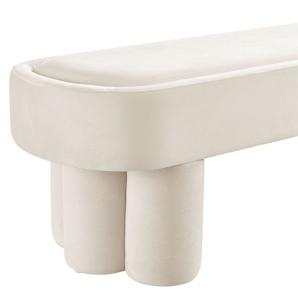 Modway Furniture Mossi Oval Performance Velvet Accent Bench – Luxurious Seating Solution for Modern Home Decor Alabster EEI-7492-ALA