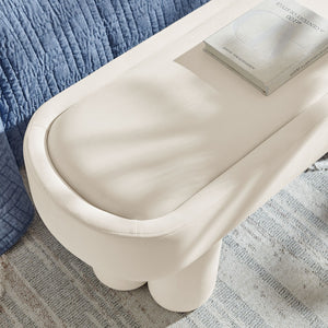 Modway Furniture Mossi Oval Performance Velvet Accent Bench – Luxurious Seating Solution for Modern Home Decor Alabster EEI-7492-ALA