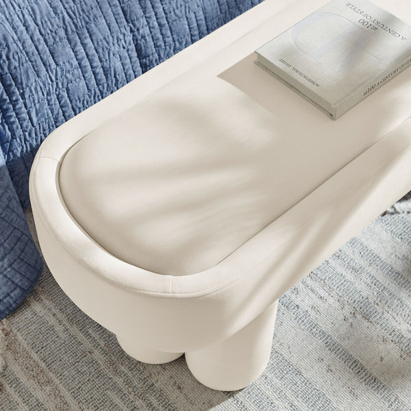 Modway Furniture Mossi Oval Performance Velvet Accent Bench – Luxurious Seating Solution for Modern Home Decor Alabster EEI-7492-ALA