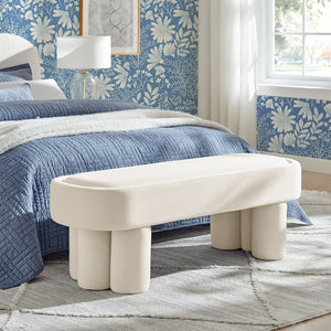 Modway Furniture Mossi Oval Performance Velvet Accent Bench – Luxurious Seating Solution for Modern Home Decor Alabster EEI-7492-ALA