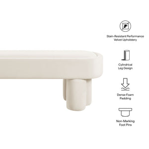 Modway Furniture Mossi Oval Performance Velvet Accent Bench – Luxurious Seating Solution for Modern Home Decor Alabster EEI-7492-ALA