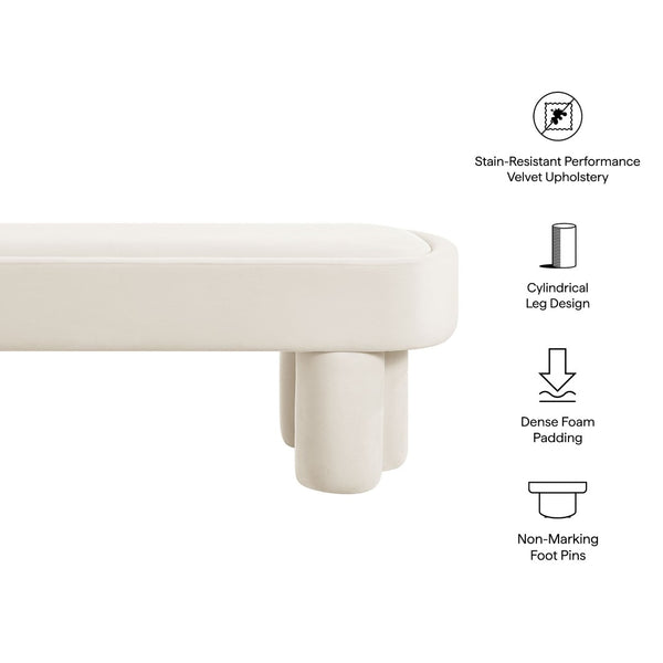 Modway Furniture Mossi Oval Performance Velvet Accent Bench – Luxurious Seating Solution for Modern Home Decor Alabster EEI-7492-ALA