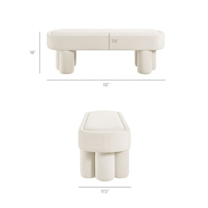 Modway Furniture Mossi Oval Performance Velvet Accent Bench – Luxurious Seating Solution for Modern Home Decor Alabster EEI-7492-ALA