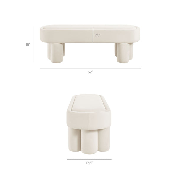 Modway Furniture Mossi Oval Performance Velvet Accent Bench – Luxurious Seating Solution for Modern Home Decor Alabster EEI-7492-ALA