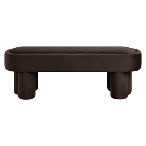 Modway Furniture Mossi Oval Performance Velvet Accent Bench – Luxurious Seating Solution for Modern Home Decor Chocolate Brown EEI-7492-CHB